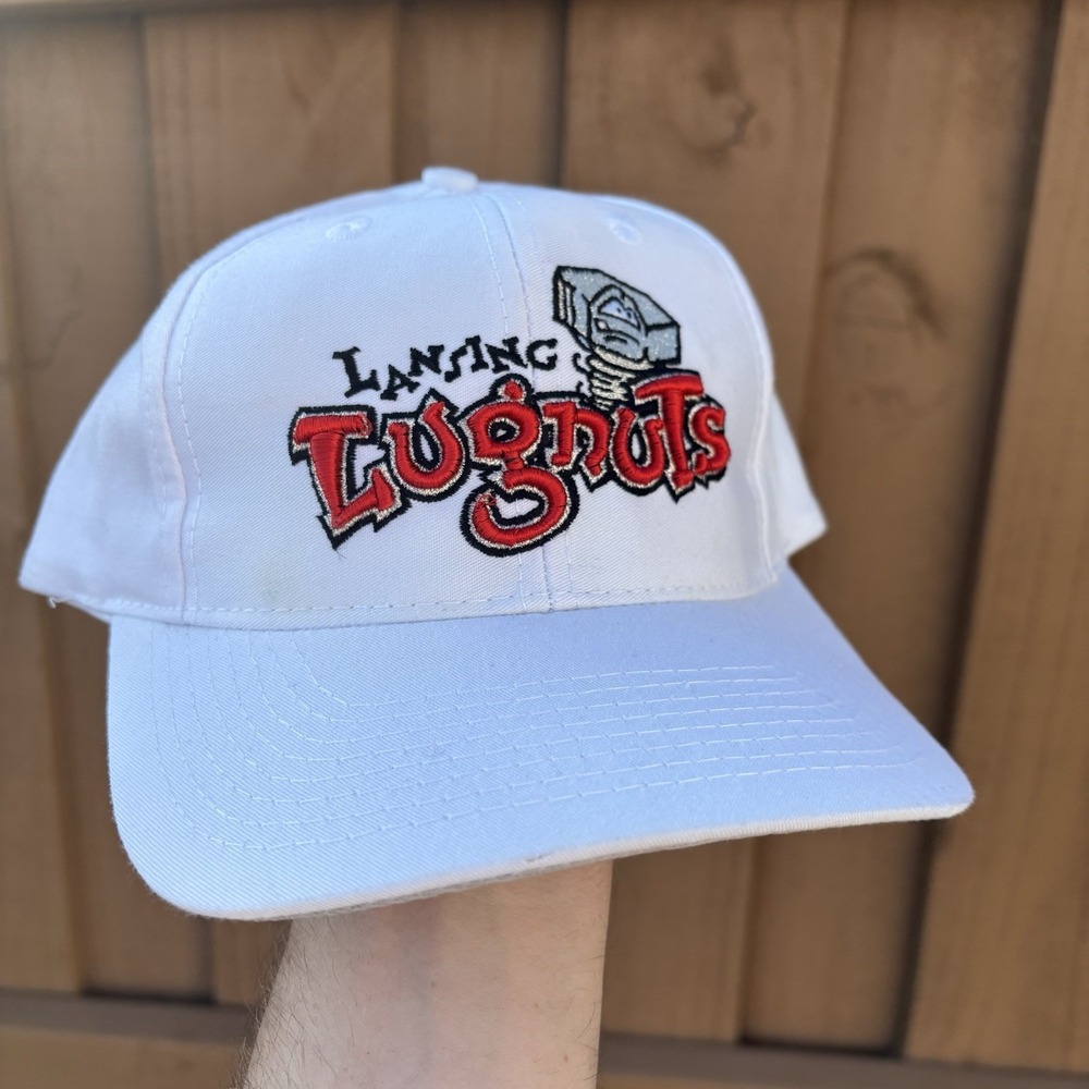 VTG Lansing Lugnuts SnapBack Trucker Hat White OSFA Minor League